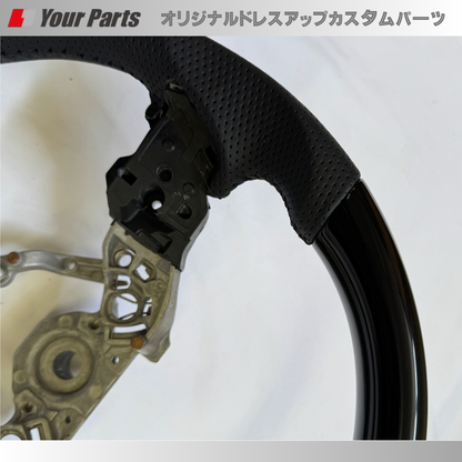 スタイリッシュなD型ステアリング (ピアノブラック) スポーツD型ステアリング デリカミニ B34系 R5/5-R7/9 YourParts e0210 運転操舵感が変わります