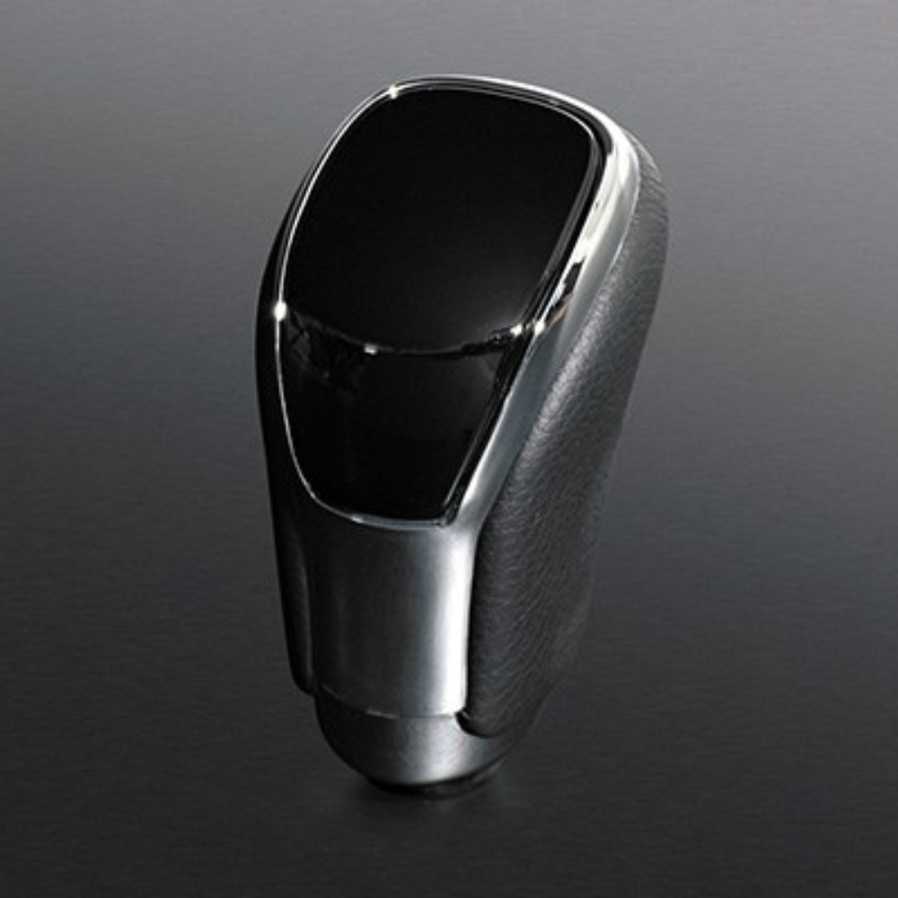 (ピアノブラック×グレーレザー) オリジナル ウッドコンビ シフトノブ LXデザイン 8mm径 シエンタ 170系 SK09-07 シャフト径8mm AT車 ドレスアップ