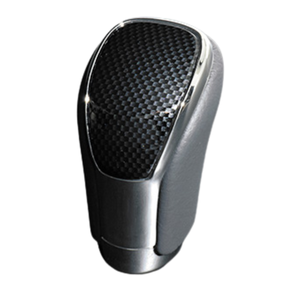 (カーボン調×グレーレザー) オリジナル ウッドコンビ シフトノブ LXデザイン 8mm径 アイシス 10系 H16/9- SK09-19 シャフト径8mm AT車 ドレスアップ