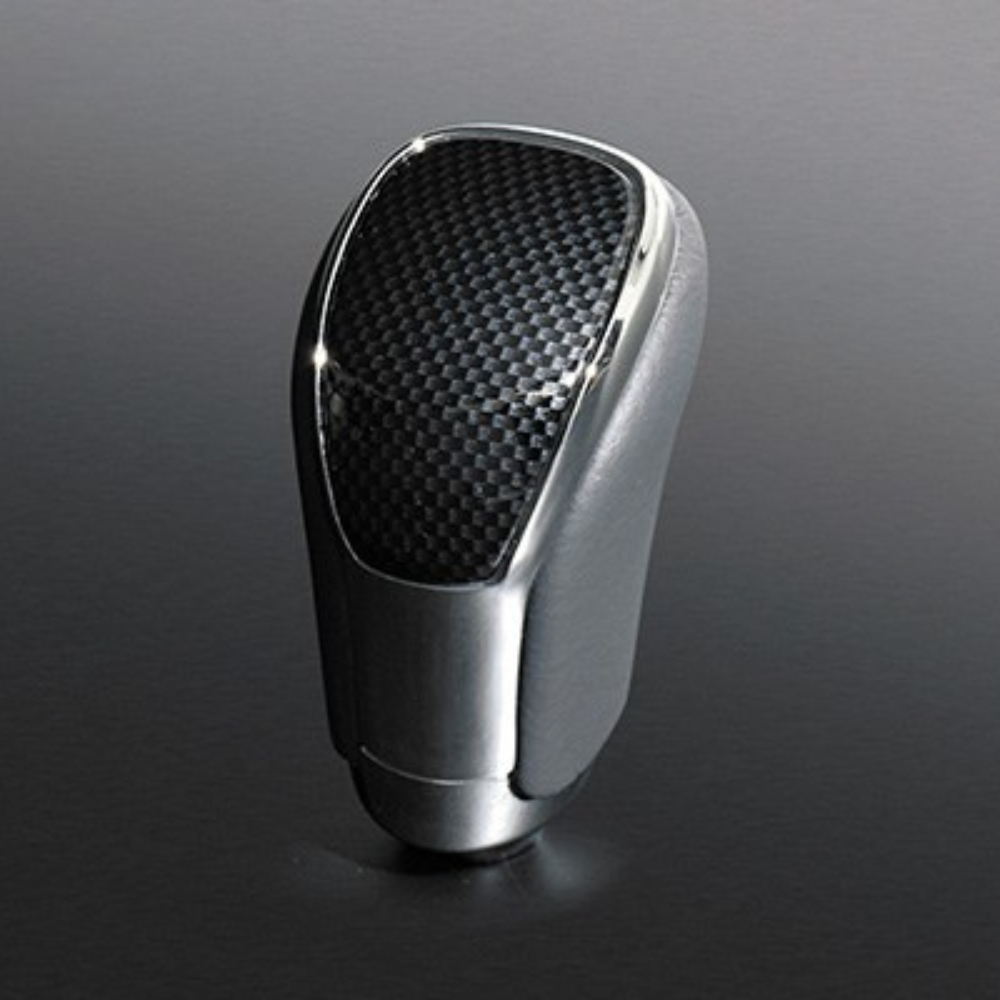 (カーボン調×グレーレザー) オリジナル ウッドコンビ シフトノブ LXデザイン 8mm径 アルファード / ヴェルファイア 20系 H20/5- SK09-19 シャフト径8mm