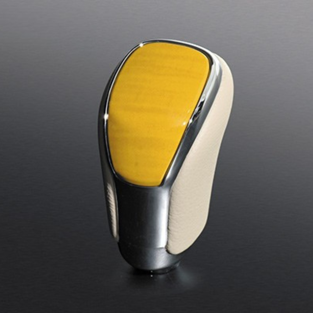 (黄木目×ベージュレザー) オリジナル ウッドコンビ シフトノブ LXデザイン 8mm径 ハイラックスサーフ 215系 H14/11-H21/7 SK09-11 シャフト径8mm AT車