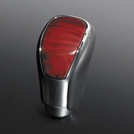 (赤木目×グレーレザー) オリジナル ウッドコンビ シフトノブ LXデザイン 8mm径 カローラフィールダー 140系 H18/10-H24/5 SK09-09 シャフト径8mm AT車