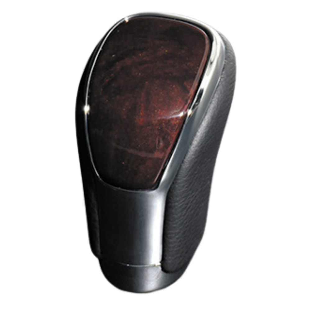 (ブラウンウッド茶木目×グレーレザー) オリジナル ウッドコンビ シフトノブ LXデザイン 8mm径 アルファード 30系 H21/4-R5/6 SK09-27 シャフト径8mm AT車