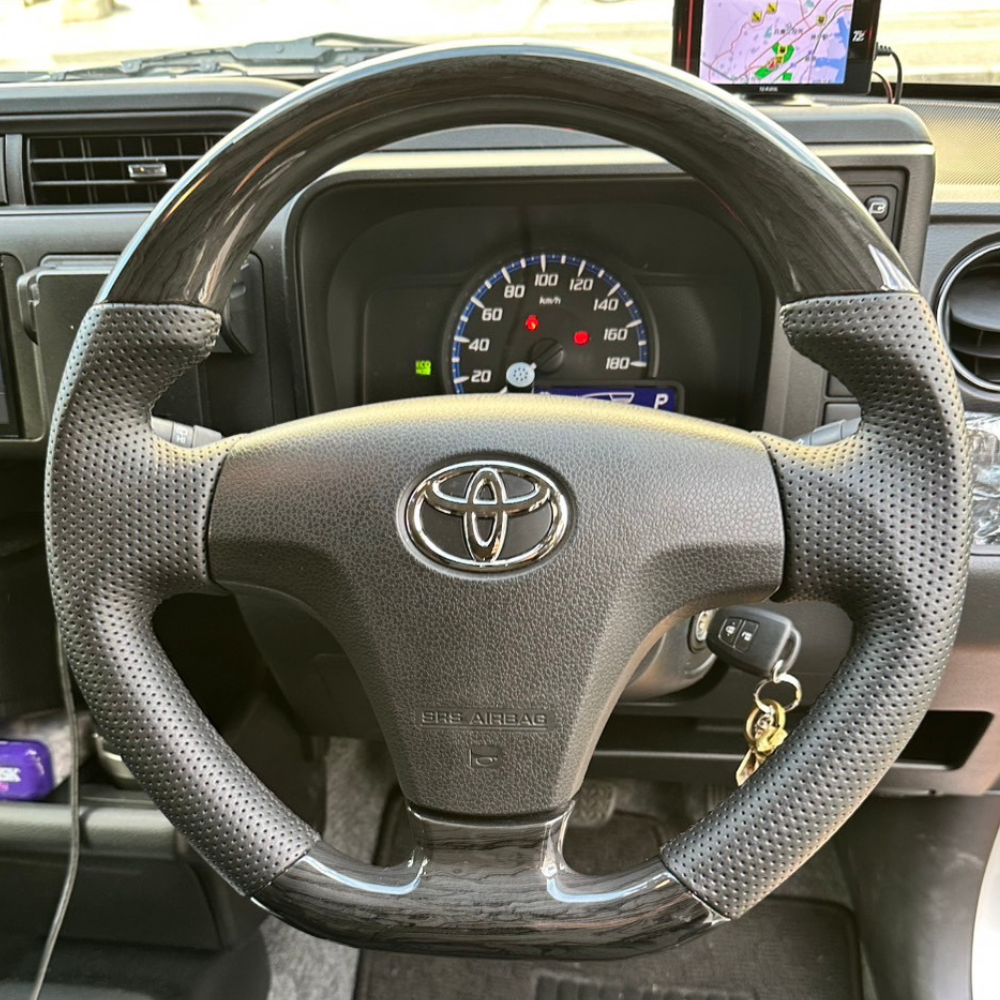 純正交換ステアリング (黒木目調) ガングリップステアリング ムーブ LA100 (H24/12-H26/12) LANBO LSD006A