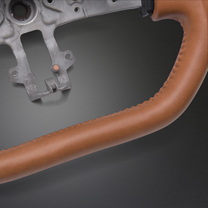 クラシックスタイル (キャメルレザー) オールレザーステアリング ガングリップ エブリイバン DA17V H27/2- LANBO LSS04F 車 カスタム パーツ 内装