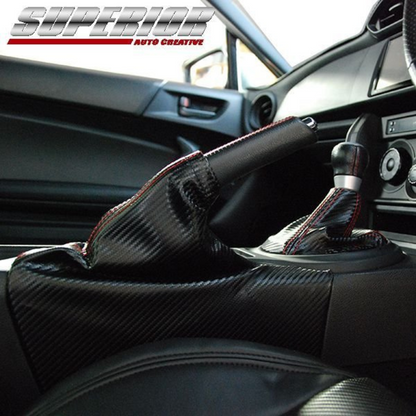 受注生産3week カーボンルック サイドブレーキブーツ 86 ZN6 レッドステッチ 車 カスタム パーツ 内装 おしゃれ ドレスアップ