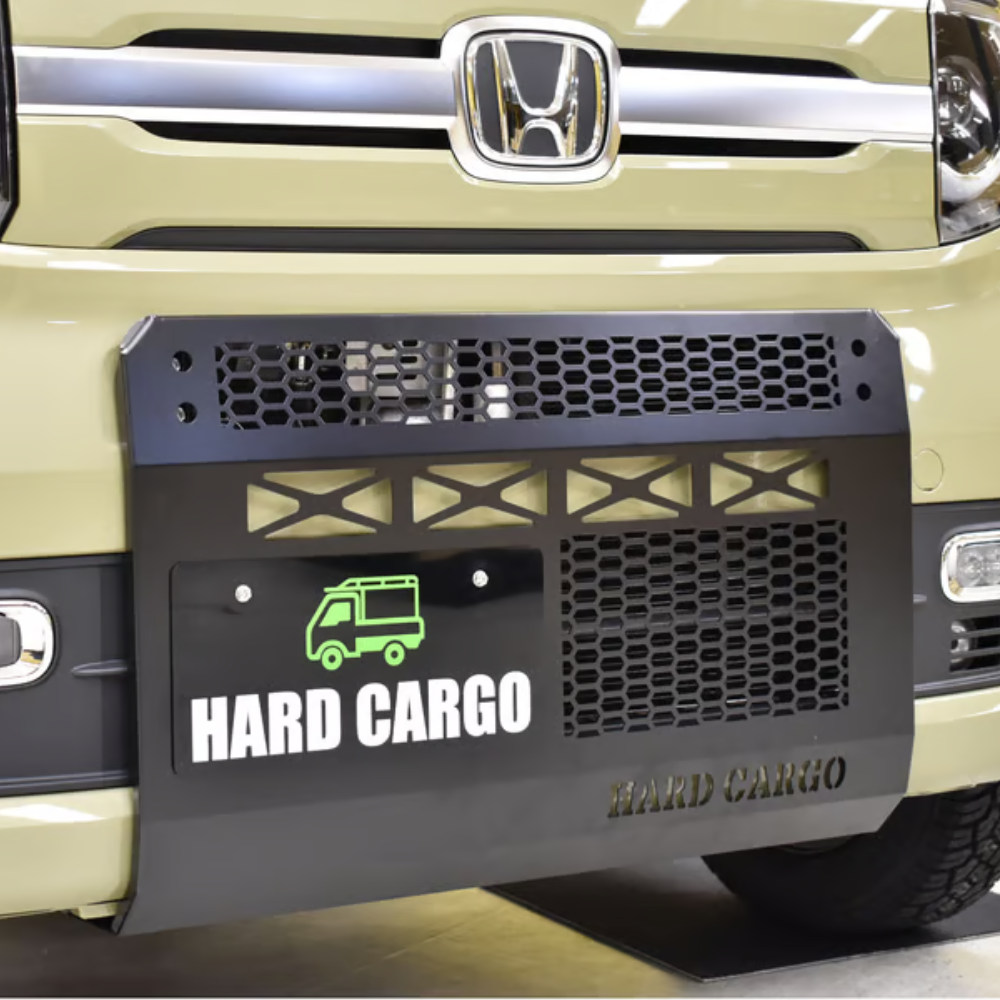 タフ仕様 フロントバンパーグリル (ブラック塗装スチール製パウダーコート仕上げ ) スキッドグリル N-VAN JJ1/JJ2 H30/07- HARD CARGO