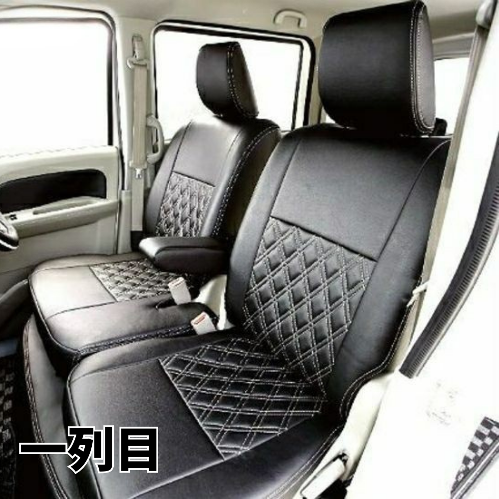 特注モデル (ブラック×シルバーステッチ) ダブルキルティング シートカバーセット エブリイワゴン DA17W R6/3- MC後 PZターボ PZターボスペシャル専用