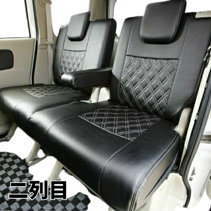 特注モデル (ブラック×シルバーステッチ) ダブルキルティング シートカバーセット エブリイワゴン DA17W R6/3- MC後 PZターボ PZターボスペシャル専用