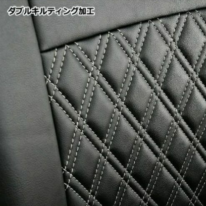 特注モデル (ブラック×シルバーステッチ) ダブルキルティング シートカバーセット エブリイワゴン DA17W R6/3- MC後 PZターボ PZターボスペシャル専用
