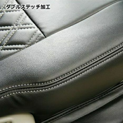 特注モデル (ブラック×シルバーステッチ) ダブルキルティング シートカバーセット エブリイワゴン DA17W R6/3- MC後 PZターボ PZターボスペシャル専用
