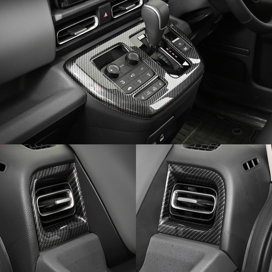 センターシフト周り+左右エアコン部分 (カーボン調) 3D インテリアパネル 3Pセット FREED フリード GT1-8 R6/6- 車 カスタム パーツ 内装 おしゃれ