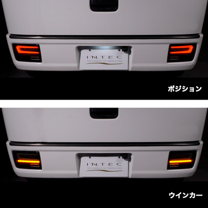 LEDテールレンズ買い替えるならこのデザイン (クリアレンズ/グロスブラック/レッドバー) フルLEDテールランプ エブリイバン DA64V H17/8- INTEC