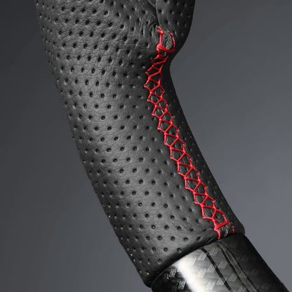 高品質の証ユーロステッチ採用 (カーボン調xレッドステッチ) 純正交換ガングリップステアリング カローラスポーツ/ツーリング 210系 H30/6- LS187