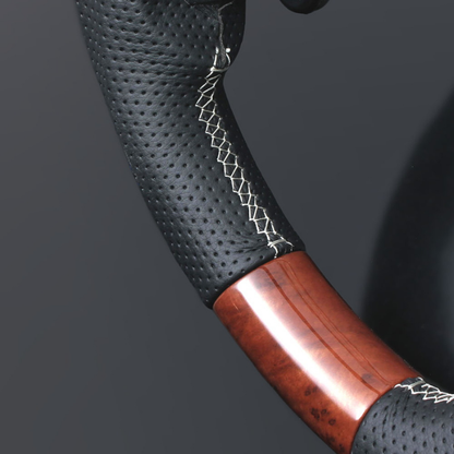 高品質の証ユーロステッチ採用 (茶木目xシルバーステッチ) 純正交換ガングリップステアリング カムリ 70系 H29/7-R5/12 LS189