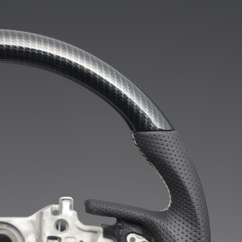 高品質の証ユーロステッチ採用 (カーボン調xシルバーステッチ) 純正交換ガングリップステアリング クラウン 220系 H30/-R4/7 LS203