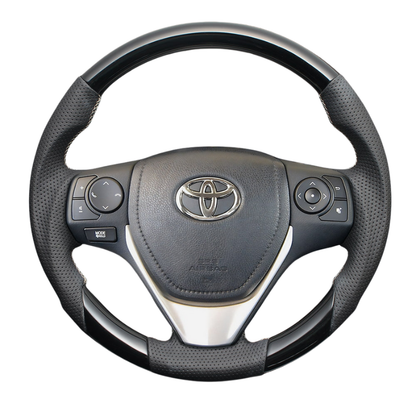 ユーロステッチ採用 (ピアノブラックxシルバーステッチ) ガングリップステアリング アイシス ZGM10系 H16/9-H29 LS193 純正3スポークデザインのみ対応