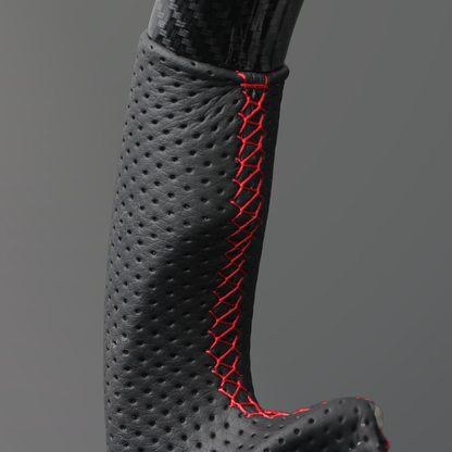 高品質の証ユーロステッチ採用 (カーボン調xレッドステッチ) 純正交換ガングリップステアリング カローラフィールダー/アクシオ  160系 H24/5- LS194