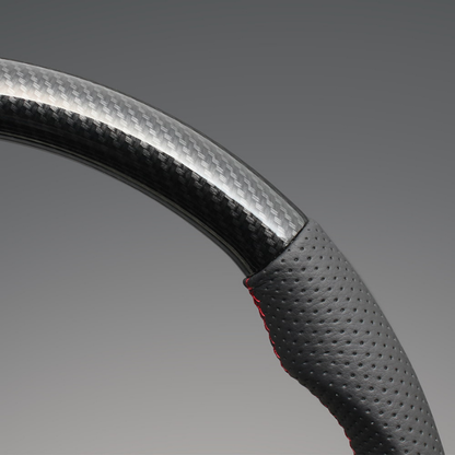 ユーロステッチ採用 (カーボン調xレッドステッチ) 純正交換ガングリップステアリング アイシス ZGM10系 H16/9-H29 LS194 純正3スポークデザインのみ対応