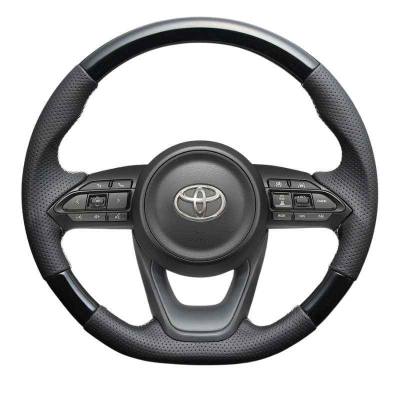 高品質の証ユーロステッチ採用 (ピアノブラックxシルバーステッチ) 純正交換ガングリップステアリング シエンタ MX10系 R4/9- LS195
