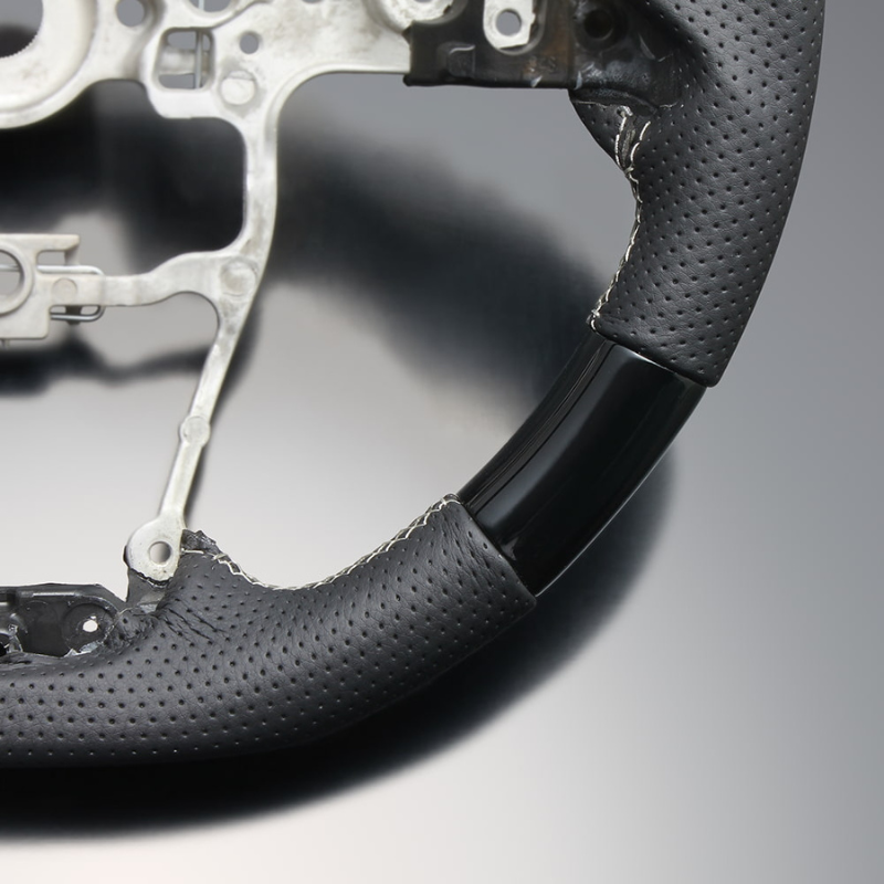 高品質の証ユーロステッチ採用 (ピアノブラックxシルバーステッチ) 純正交換ガングリップステアリング シエンタ MX10系 R4/9- LS195