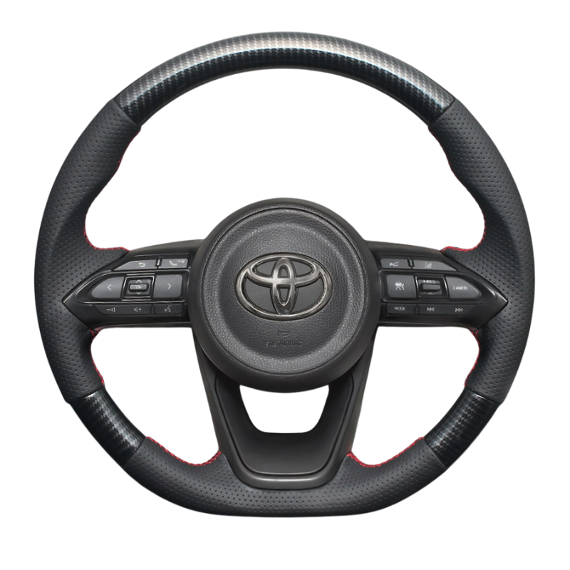 高品質の証ユーロステッチ採用 (カーボン調xレッドステッチ) 純正交換ガングリップステアリング シエンタ MX10系 R4/9- LS196