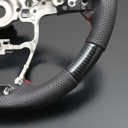 高品質の証ユーロステッチ採用 (カーボン調xレッドステッチ) 純正交換ガングリップステアリング シエンタ MX10系 R4/9- LS196