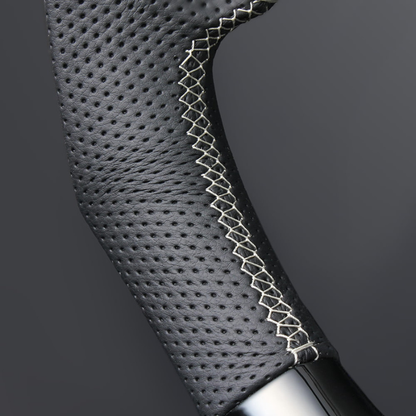 高品質の証ユーロステッチ採用 (ピアノブラックxシルバーステッチ) 純正交換ガングリップステアリング RAIZE 200系 R1/11- LS198 ロッキー取付可能