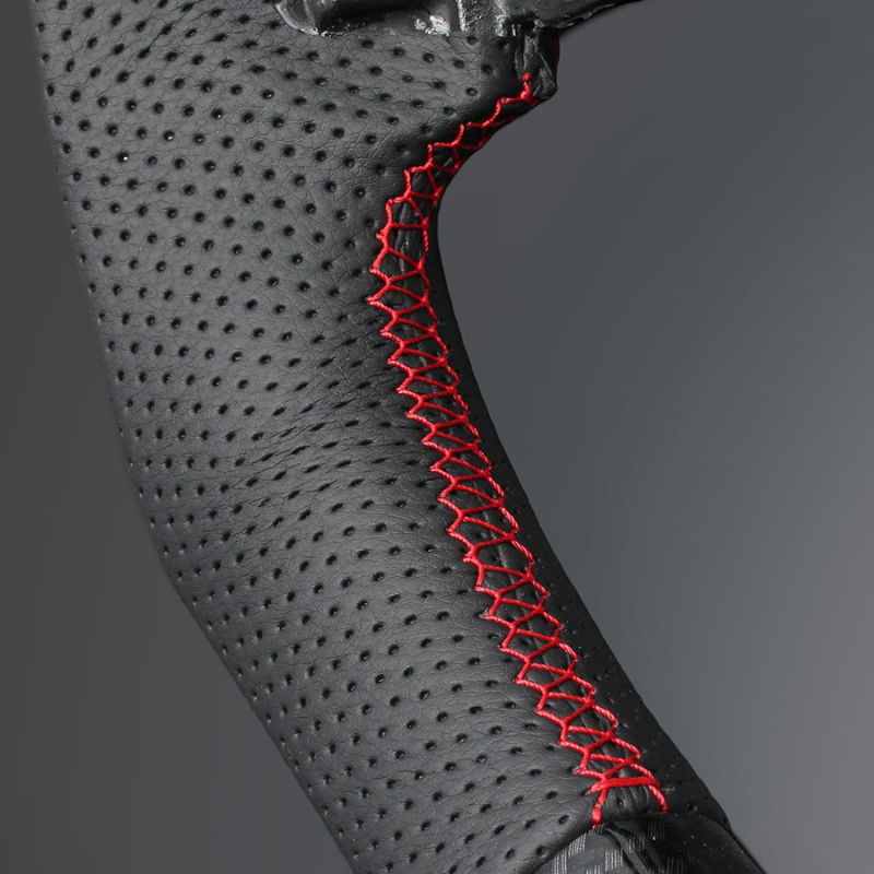 ユーロステッチ採用 (カーボン調xレッドステッチ) 純正交換ガングリップステアリング ルーミー 900系 R2/9-後期専用 LS199 トール/ジャスティ取付可