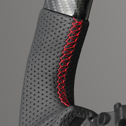 ユーロステッチ採用 (カーボン調xレッドステッチ) 純正交換ガングリップステアリング ルーミー 900系 R2/9-後期専用 LS199 トール/ジャスティ取付可