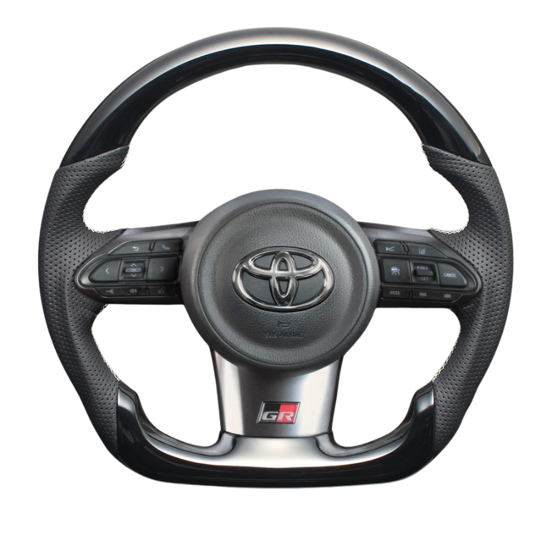 ユーロステッチ採用 (ピアノブラックxシルバーステッチ) 純正交換ガングリップステアリング GRカローラ 10系 LS206 GR専用 ヤリス/ヤリスクロス不可