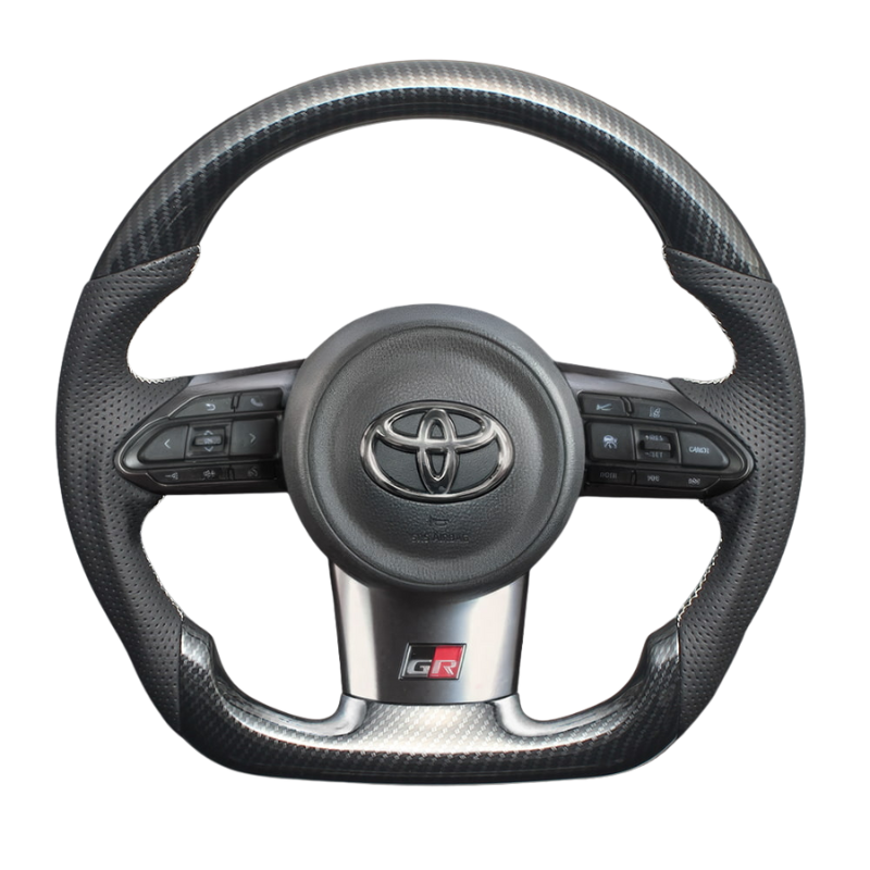 高品質の証ユーロステッチ採用 (カーボン調xシルバーステッチ) 純正交換ガングリップステアリング GRヤリス 10系 LS207 GR専用 ヤリス/ヤリスクロス不可