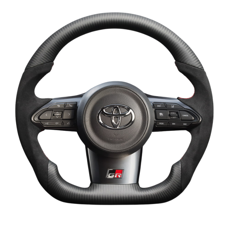 最上位モデル (マットリアルカーボン×アルカンターラBK×レッドユーロステッチ) 純正交換ガングリップステアリング GRヤリス 10系 LS208 GR専用