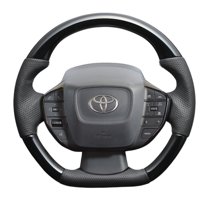 高品質の証ユーロステッチ採用 (ピアノブラックxシルバーステッチ) 純正交換ガングリップステアリング プリウス  60系 Gグレード専用 LS212