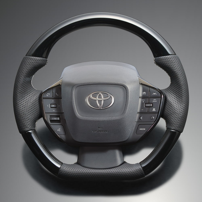 高品質の証ユーロステッチ採用 (ピアノブラックxシルバーステッチ) 純正交換ガングリップステアリング プリウス  60系 Gグレード専用 LS212