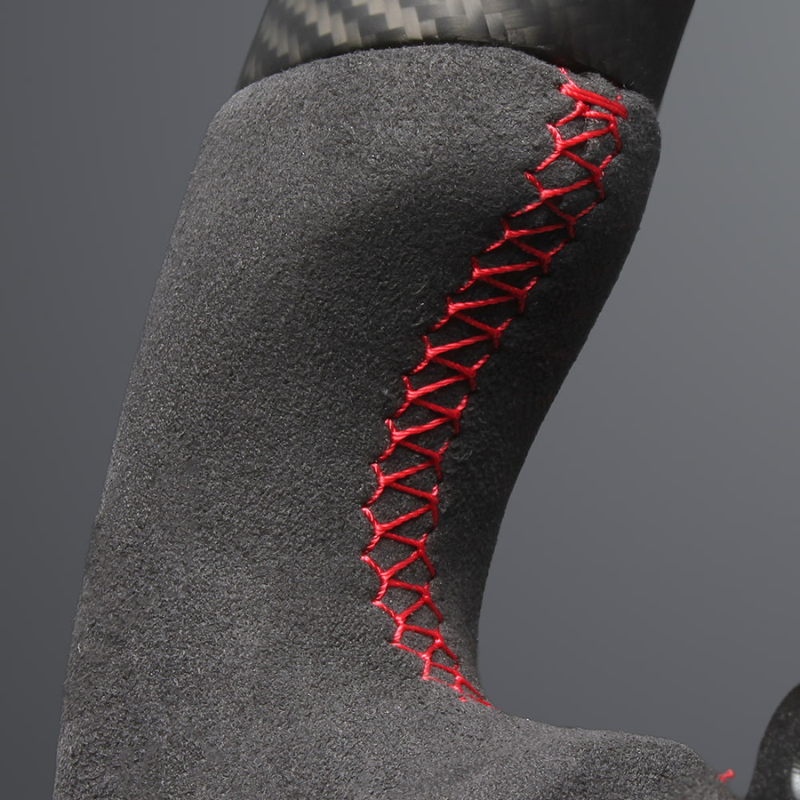 最上位モデル (マットリアルカーボン×アルカンターラBK×レッドユーロステッチ) D型ガングリップステアリング プリウス  60系 Gグレード専用 LS214