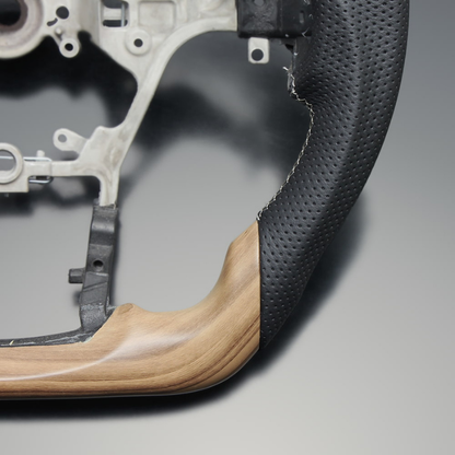 ユーロステッチ採用 (マットアッシュブラウン x シルバーステッチ) 純正交換ガングリップステアリング ハイラックス 120系 H29/9- LS221 GRスポーツ取付可