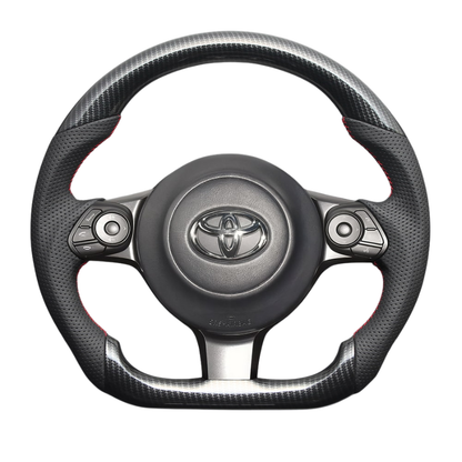 高品質の証ユーロステッチ採用 (カーボン調xレッドステッチ) 純正交換ガングリップステアリング 86/GR86 ZN6/ZN8 H28/-R6/4 LS241