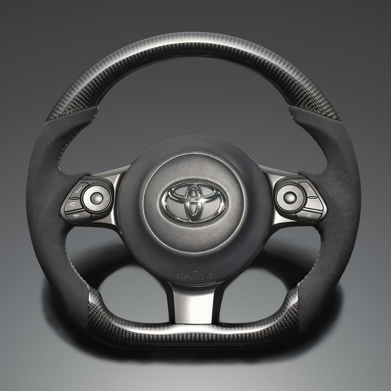 最上位モデル (艶有リアルカーボン×アルカンターラBK×シルバーステッチ) 純正交換ガングリップステアリング 86/GR86 ZN6/ZN8 H28/-R6/4 LS242