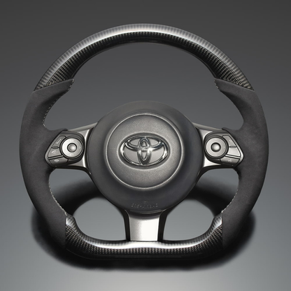 最上位モデル (艶有リアルカーボン×アルカンターラBK×シルバーステッチ) 純正交換ガングリップステアリング 86/GR86 ZN6/ZN8 H28/-R6/4 LS242