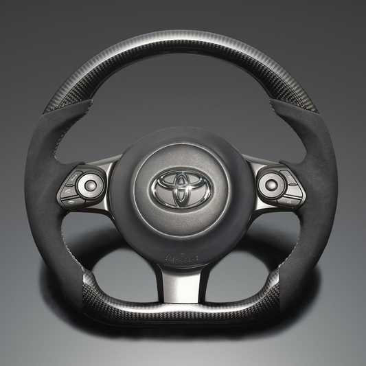 最上位モデル (艶有リアルカーボン×アルカンターラBK×シルバーステッチ) 純正交換ガングリップステアリング 86/GR86 ZN6/ZN8 H28/-R6/4 LS242