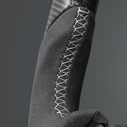 最上位モデル (艶有リアルカーボン×アルカンターラBK×シルバーステッチ) 純正交換ガングリップステアリング 86/GR86 ZN6/ZN8 H28/-R6/4 LS242