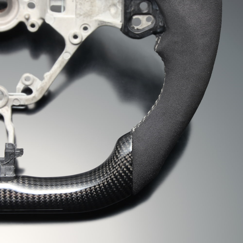 最上位モデル (艶有リアルカーボン×アルカンターラBK×シルバーステッチ) 純正交換ガングリップステアリング 86/GR86 ZN6/ZN8 H28/-R6/4 LS242