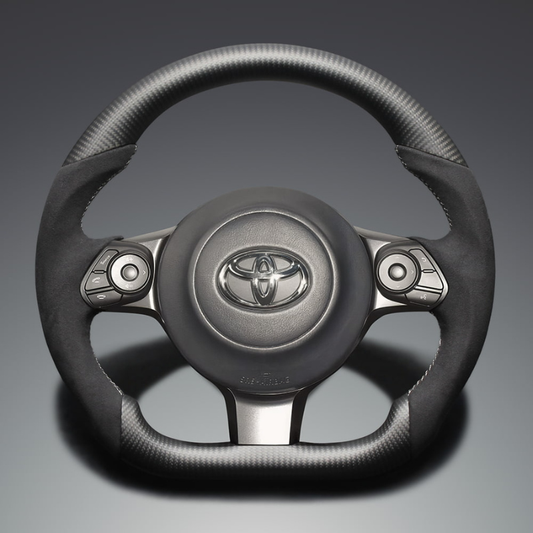 最上位モデル (マットリアルカーボン x アルカンターラBK x シルバーステッチ) 純正交換ガングリップステアリング 86/GR86 ZN6/ZN8 H28/-R6/4 LS243