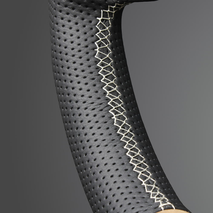 高品質の証ユーロステッチ採用 (マットアッシュブラウンxシルバーステッチ) 純正交換ガングリップステアリング ノート E12 H24/9-R2/12 LS254