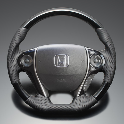 (ピアノブラックxシルバーステッチ) 純正交換ガングリップステアリング オデッセイ RC系前期 H25/11-R2/9 LS261 4スポーク専用　ハイブリッド車可