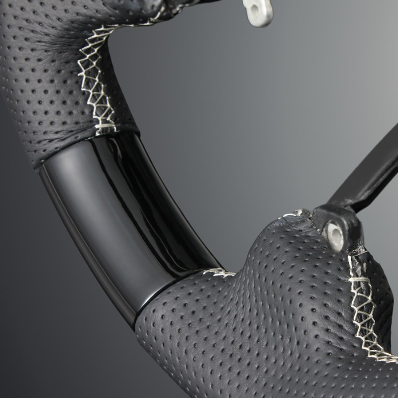 (ピアノブラックxシルバーステッチ) 純正交換ガングリップステアリング オデッセイ RC系前期 H25/11-R2/9 LS261 4スポーク専用　ハイブリッド車可