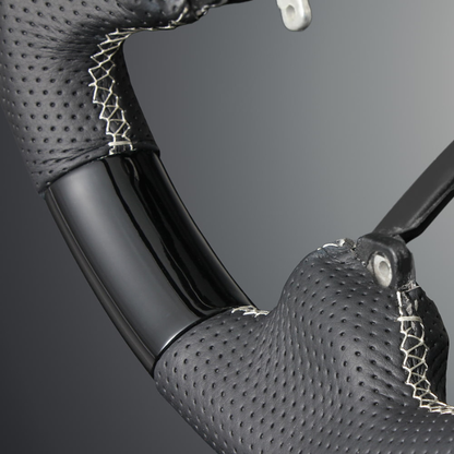 (ピアノブラックxシルバーステッチ) 純正交換ガングリップステアリング オデッセイ RC系前期 H25/11-R2/9 LS261 4スポーク専用　ハイブリッド車可