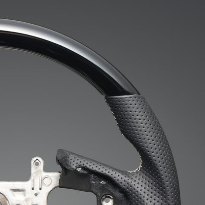 (ピアノブラックxシルバーステッチ) 純正交換ガングリップステアリング オデッセイ RC系前期 H25/11-R2/9 LS261 4スポーク専用　ハイブリッド車可