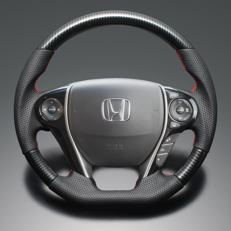 (カーボン調xレッドステッチ) 純正交換ガングリップステアリング オデッセイ RC系前期 H25/11-R2/9 LS262 4スポーク専用　ハイブリッド車可